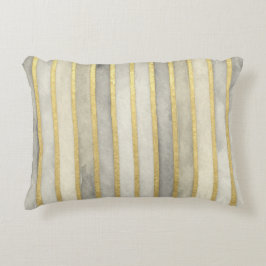 Luxurious, Gold Beigi Grey Stripes,Elegant, Modern Accent Kussen