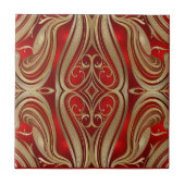Luxurious Gold Diamond Motif on Red Pattern Tegeltje (Voorkant)