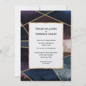 Luxurious Gold Geometric Blue Purple Brown Wedding Kaart (Voorkant)