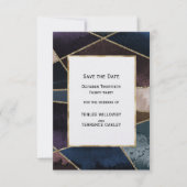 Luxurious Gold Geometric Blue Purple Brown Wedding Save The Date (Voorkant)