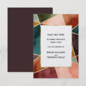 Luxurious Gold Geometric Purple Teal Rust Wedding Save The Date (Voorkant / Achterkant)