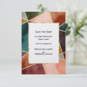 Luxurious Gold Geometric Purple Teal Rust Wedding Save The Date (Staand voorkant)