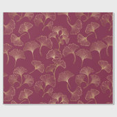 Luxurious Gold Ginkgo Leaves on Deep Burgundy (1) Cadeaupapier (Vlak)