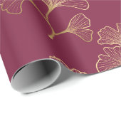 Luxurious Gold Ginkgo Leaves on Deep Burgundy (1) Cadeaupapier (Rol Hoek)