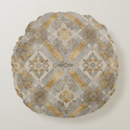 Luxurious, Gold Grey Beigi Ornament , Elegant Rond Kussen