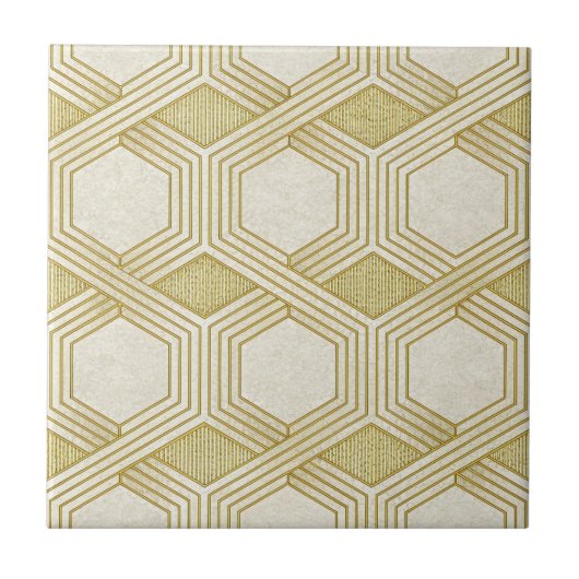 Luxurious Gold Hexagon Pattern - Marble Texture Tegeltje (Voorkant)