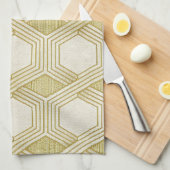 Luxurious Gold Hexagon Pattern - Marble Texture Theedoek (Quarter Fold)