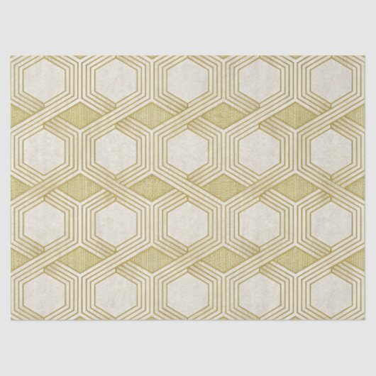 Luxurious Gold Hexagon Pattern - Marble Texture Tissuepapier (Voorkant)