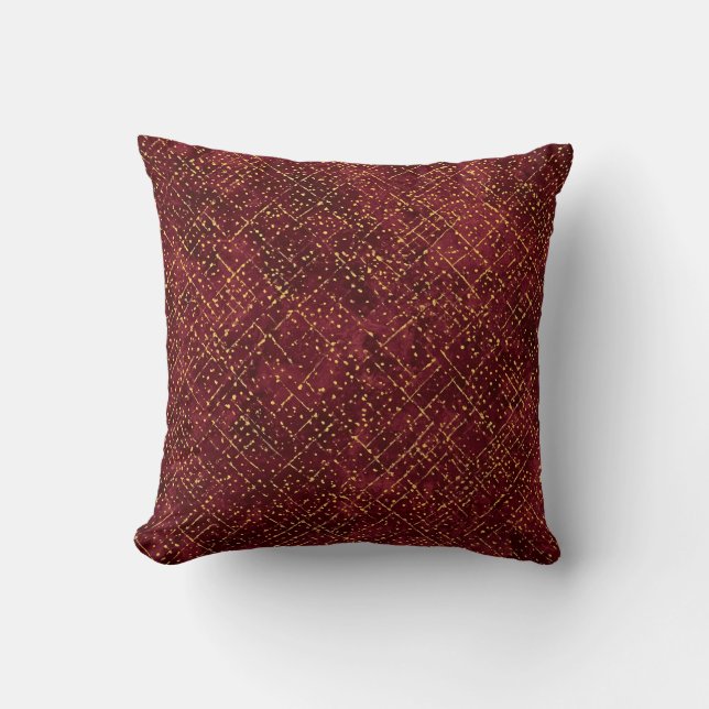 Luxurious Gold Maroon Pixels , Elegant, Modern Kussen (Voorkant)