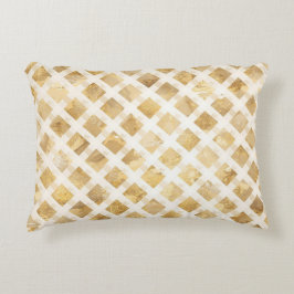 Luxurious, Gold White Lattice Pattern, Crisscross Accent Kussen