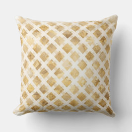 Luxurious, Gold White Lattice Pattern, Crisscross Kussen