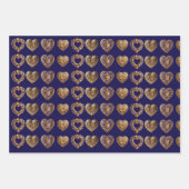 Luxurious Golden Baroque Hearts Pattern on Navy Bl Inpakpapier Vel (Voorkant 2)