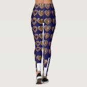 Luxurious Golden Baroque Hearts Pattern on Navy Bl Leggings (Achterkant)