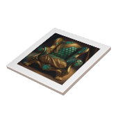 Luxurious Green And Gold Armchair Tegeltje (Zijkant)