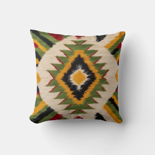 Luxurious Green Kilim Lumbar Pillow for Any Room Kussen (Voorkant)
