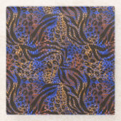 Luxurious Leopard and Zebra Print Pattern Glazen Onderzetter (Voorkant)