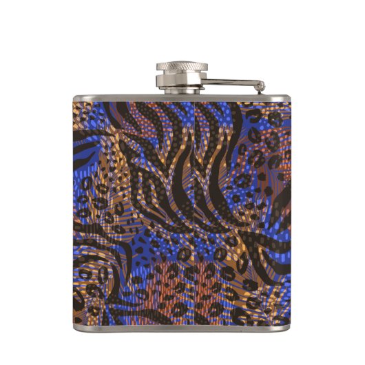 Luxurious Leopard and Zebra Print Pattern Heupfles (Achterkant)