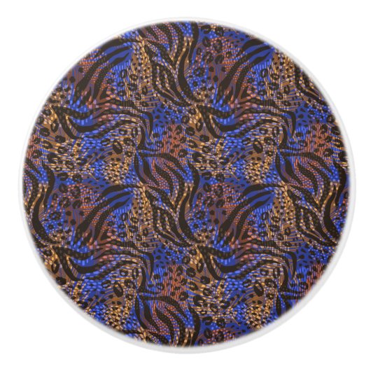 Luxurious Leopard and Zebra Print Pattern Keramische Knop (Voorkant)