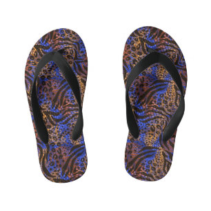 Luxurious Leopard and Zebra Print Pattern Kinder Teenslippers