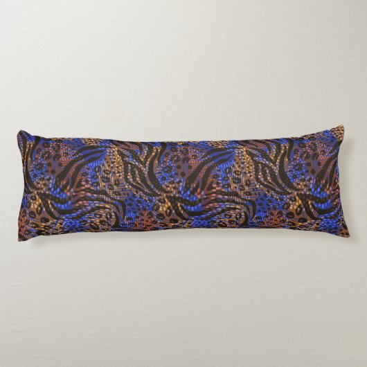 Luxurious Leopard and Zebra Print Pattern Lichaamskussen (Achterkant)