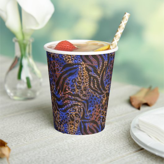 Luxurious Leopard and Zebra Print Pattern Papieren Bekers (Insitu)