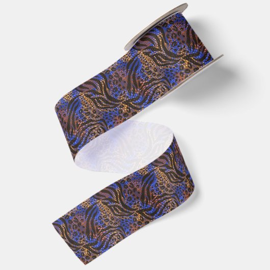 Luxurious Leopard and Zebra Print Pattern Satijnen Lint (Achterkant)