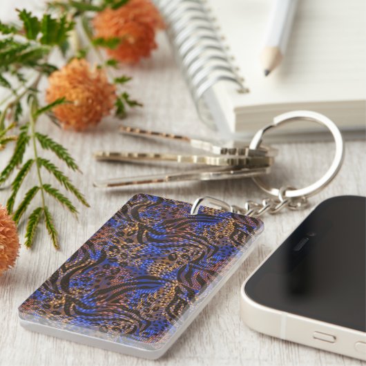 Luxurious Leopard and Zebra Print Pattern Sleutelhanger (Voorkant Rechts)