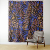 Luxurious Leopard and Zebra Print Pattern Wandkleed (In situ)