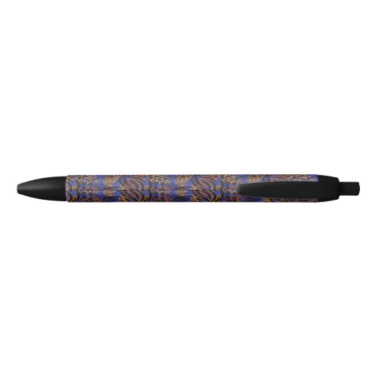 Luxurious Leopard and Zebra Print Pattern Zwarte Inkt Pen (Achterkant)