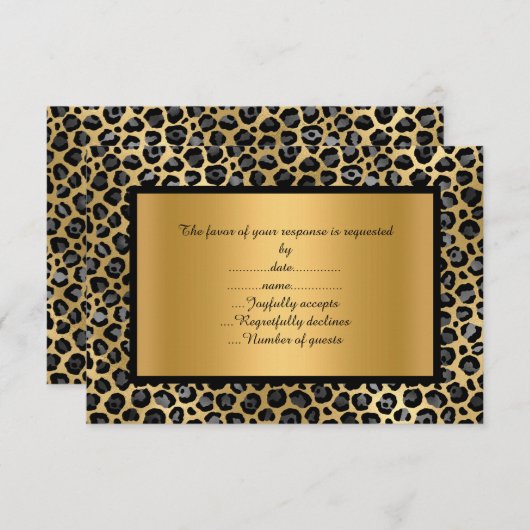 LUXURIOUS LEOPARD PATTERNED RSVP ANNOUCTION KAART (Voorkant / Achterkant)