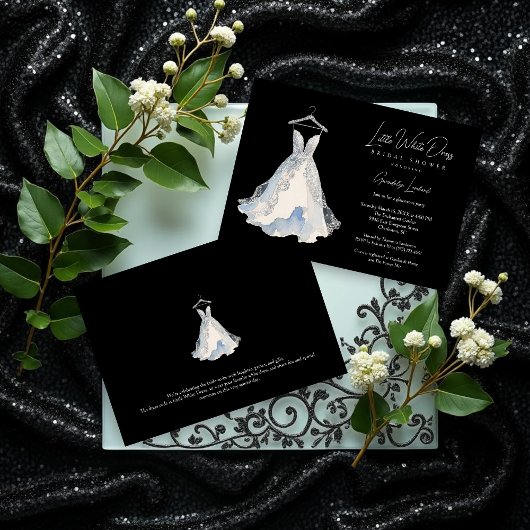 Luxurious Little White Dress Glitter Bridal Shower Kaart