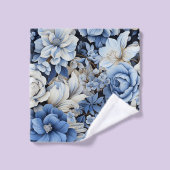 Luxurious Navy Blue Flowers Bath Towel Set Bad Handdoek (Wasdoekje)