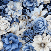 Luxurious Navy Blue Flowers Bath Towel Set Bad Handdoek