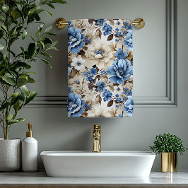 Luxurious Navy Blue Gold Flowers Bath Towel Bad Handdoek