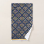 LUXURIOUS NAVY GOLD TRIM HAMPTON TOWEL SET BAD HANDDOEK (Handdoek)