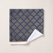 LUXURIOUS NAVY GOLD TRIM HAMPTON TOWEL SET BAD HANDDOEK (Wasdoekje)