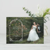 Luxurious Ornamental Dome Arch Newlyweds Photo Feestdagenkaart (Staand voorkant)