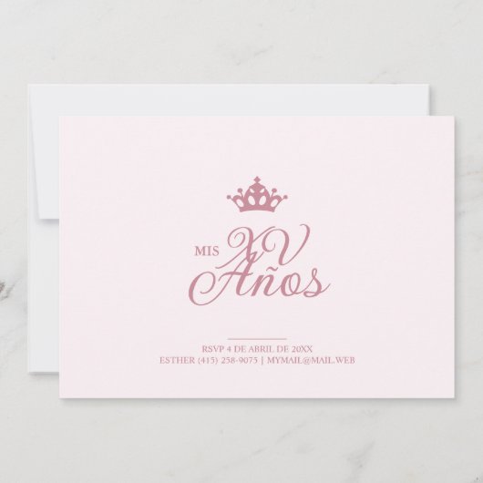 Luxurious Pink Oval Frame Charming Quinceañera Kaart (Achterkant)