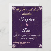 Luxurious Plum Purple Gold Foil Wedding Invitation Kaart (Voorkant)