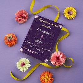 Luxurious Plum Purple Gold Foil Wedding Invitation Kaart