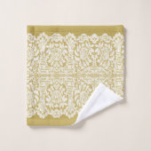 LUXURIOUS PURE WHITE Lace op GOLD Bath Towel Set Bad Handdoek (Wasdoekje)