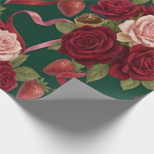 Luxurious Red Roses Cadeaupapier (Hoek)