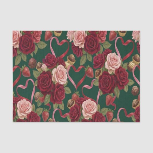 Luxurious Red Roses Tissuepapier (Voorkant)