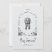 Luxurious Ring Bearer Grey Suit Floral Ornate Dome (Voorkant)