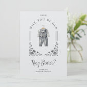 Luxurious Ring Bearer Grey Suit Floral Ornate Dome (Staand voorkant)