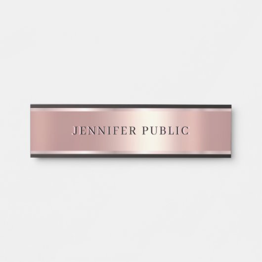 Luxurious Rose Gold Custom Elegant Modern Template Deurbordje (Voorkant)