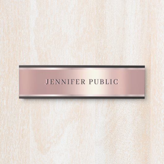 Luxurious Rose Gold Custom Elegant Modern Template Deurbordje (Voorkant)