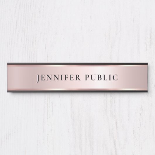 Luxurious Rose Gold Custom Elegant Modern Template Deurbordje (Voorkant)