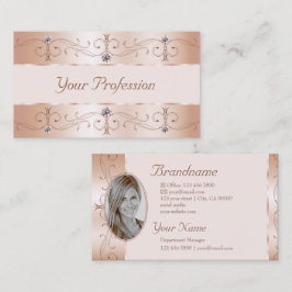 Luxurious Rose Gold Ornate Borders Jewels Add Foto Visitekaartje
