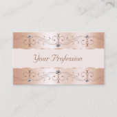 Luxurious Rose Gold Ornate Borders Jewels Add Foto Visitekaartje (Voorkant)